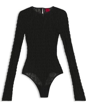 HUGO Slim-Fit Bodysuit Van Stretchkant - Zwart
