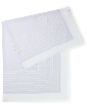 BOSS Sjaal Van Voile Met Logoprint - Wit