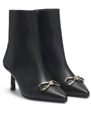 HUGO Boots Aus Kunstleder Mit Metall-Detail Und 7,0 Zentimeter Hohem Absatz - Schwarz