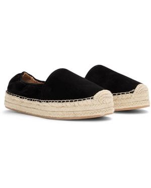 BOSS Suede Espadrilles With Elasticated Heel - Black
