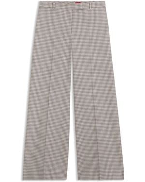HUGO Pantalones De Pernera Ancha Con Microcuadros - Gris