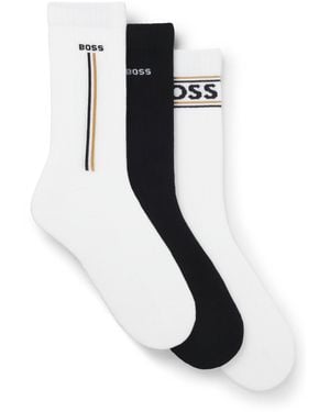 BOSS Three-Pack Of Short-Length Socks With Logo Details - Black