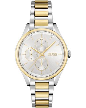 BOSS Two-tone Watch With Crystals And Link Bracelet Women's Watches - Metallic