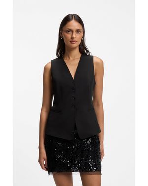 BOSS Stretch-Crepe Waistcoat - Black