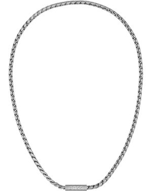 BOSS Collar Plateado Con Cadena Trenzada - Multicolor