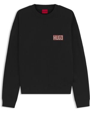 HUGO Sudadera Relaxed Fit Con Estampado Digital - Negro