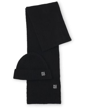 HUGO Cadeauset Van Een Scheerwolmix Met Metallic Logo - Zwart