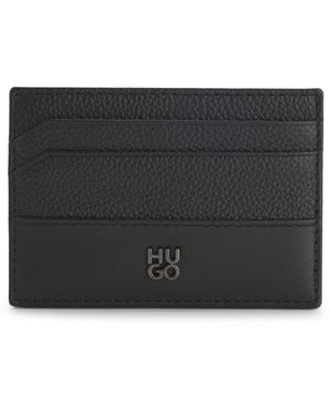HUGO Kartenetui Aus Leder Mit Stack-Logo - Schwarz