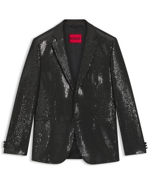 HUGO Extra Slim-Fit Sakko Mit Pailletten - Schwarz