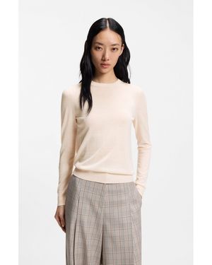 BOSS Slim-Fit Crew-Neck Jumper - Natural
