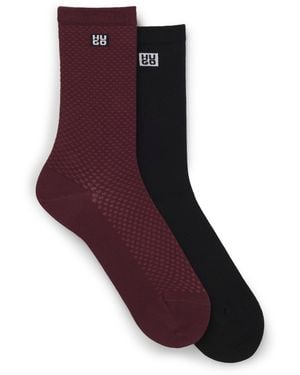 HUGO Two-Pack Of Regular-Length Socks With Stacked Logos - Red