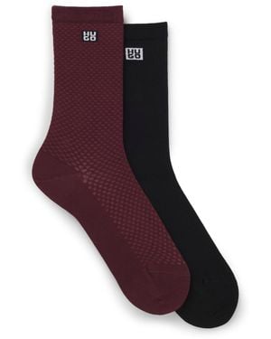 HUGO Two-Pack Of Regular-Length Socks With Stacked Logos - Red