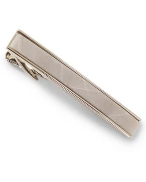 BOSS Brass Tie Clip With Marble Insert - Metallic