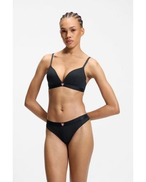 HUGO Stretch Fabric Triangle Bra With Branded Straps - White