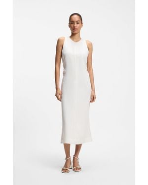 BOSS A-Line Dress With Gathered Sides - White