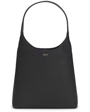 BOSS Bolso Hobo De Piel Con Letras De Logo Metálicas - Negro