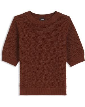 BOSS Jersey De Algodón Con Estructura De Microencaje - Marrón