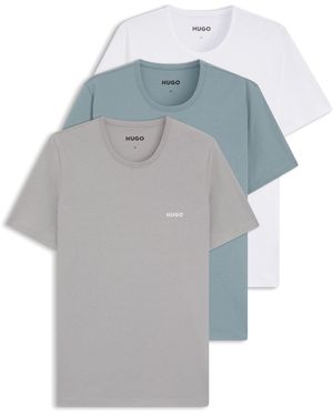 HUGO Three-Pack Of Logo-Print Cotton T-Shirts - Blue