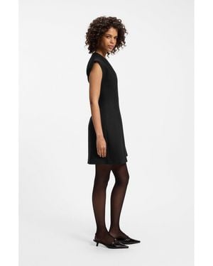 HUGO Cap-Sleeve Dress With Pleat Details - Black