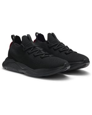 HUGO Knitted Trainers With Logo-Embossed Eva Sole - Black