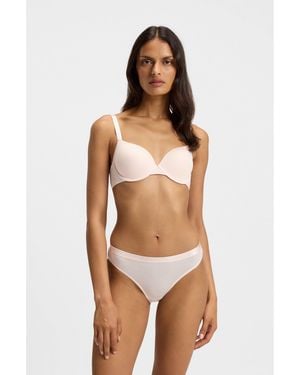BOSS Stretch-Jersey Underwire Bra With Logo Straps - Brown