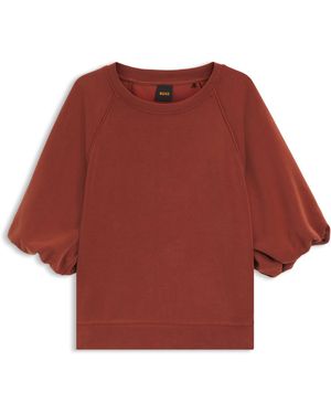 BOSS Felpa A Vestibilità Oversize Con Maniche Corte A Palloncino - Rosso