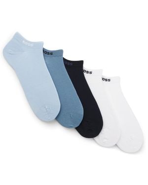 BOSS Vijf Paar Enkelsokken Van Een Katoenmix Met Logo's - Blauw