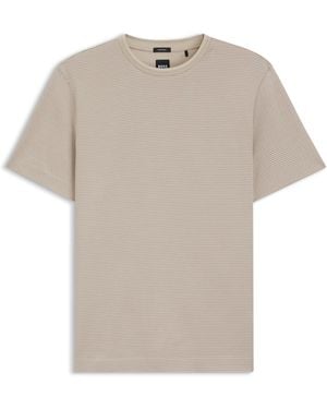 BOSS T-Shirt Aus Merzerisierter Baumwolle Mit Dreifarbigem Jacquard-Muster - Natur