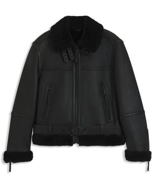 HUGO Lederjacke Mit Shearling-Besatz - Schwarz