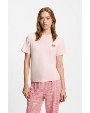 HUGO Stretch-Jersey Pyjama T-Shirt With Logo Print - Pink