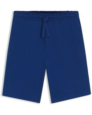 HUGO Shorts De Felpa De Algodón Con Logo Estampado - Azul