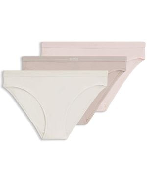 BOSS Three-Pack Of Stretch-Cotton Briefs With Logo Waistbands - White