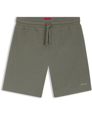 HUGO Shorts De Pijama Con Estructura De Rejilla Y Logo Bordado - Verde