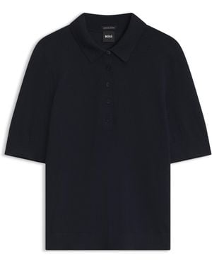BOSS Polo De Punto De Lana Merina - Negro