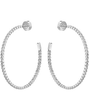 BOSS Pendientes De Aro Plateados Con Adornos De Cristal - Blanco