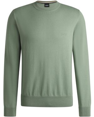 BOSS Pullover Aus Baumwolle Mit Logo-Stickerei - Grün