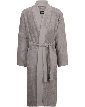 BOSS Logo-Lapel Dressing Gown - Grey