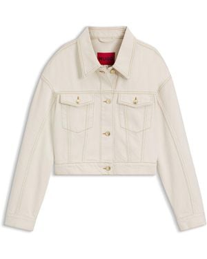 HUGO Relaxed-Fit Jack Van Gewassen Ecru Denim - Wit