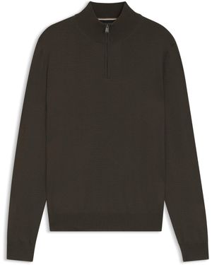 BOSS Pullover Aus Schurwolle Mit Troyerkragen - Schwarz