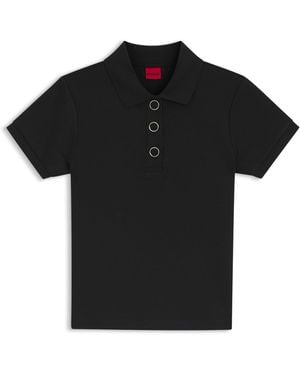 HUGO Slim-Fit Polo Met Metalen Knopen - Zwart