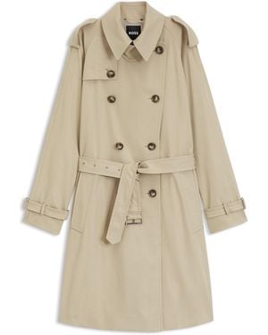 BOSS Wasserabweisender Trenchcoat Mit Gürtel - Natur