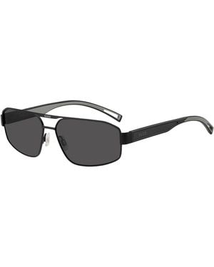 HUGO Eyewear X Vcarb Wrap-Style Sunglasses With Rubber Logo - Black