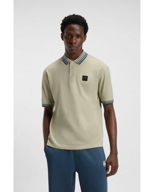 HUGO X Rb Polo Shirt With Bull Logo Patch - Natural
