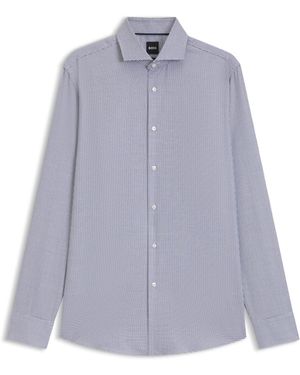 BOSS Slim-Fit Hemd Aus Strukturierter Baumwolle - Lila