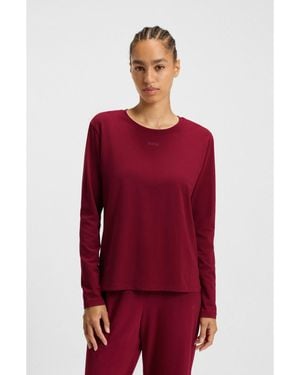 BOSS Stretch-Cotton Pyjama T-Shirt With Logo Print - Red