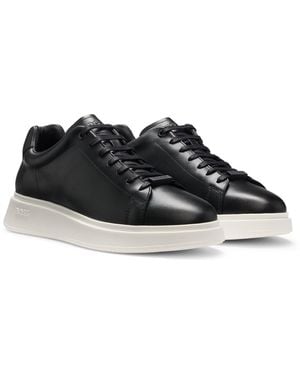 BOSS Bulton Runn Polished Leather Trainers With Rubber Outsole Nos - Black