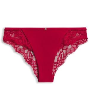 BOSS Slip En Dentelle Avec Détails Plissés En Mesh - Rouge