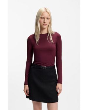 HUGO Stretch-Jersey Top With Stacked-Logo Print - Red