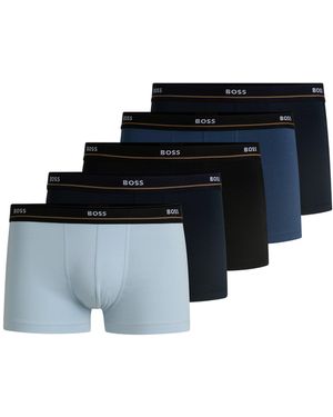 BOSS Fünfer-Pack Eng Anliegende Boxershorts Mit Kurzem Bein Aus Stretch-Baumwolle Mit Logos Am Bund - Schwarz