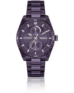 HUGO Plated Steel Watch With Geometric Case - Blue